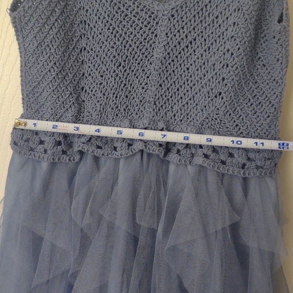 Fairy crochet balletcore ruffle/tulle/tutu flowy blue dress S/M - Picture 6 of 8